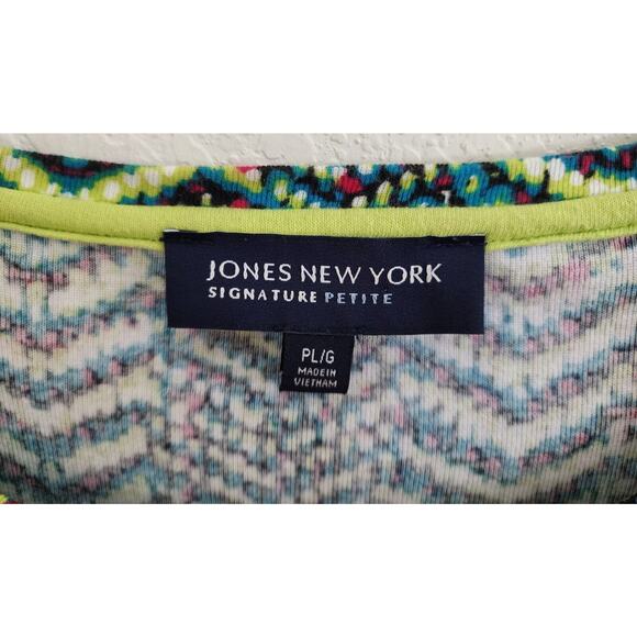 TOP/BLOUSE-JONES NEW YORK-Multi Color Chevron Pattern-Long Sleeve-Cotton-P-L - Picture 4 of 11